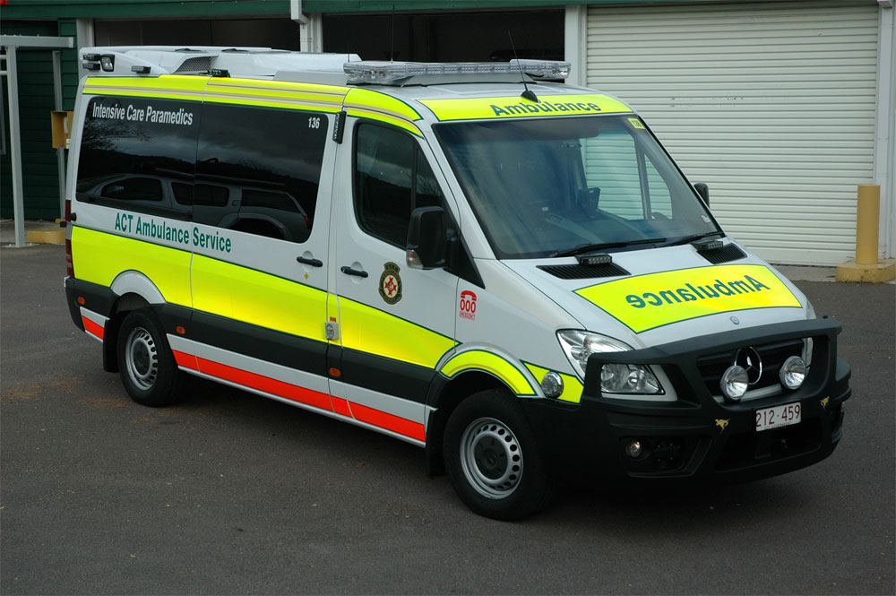 ACT Ambulance-Intensive Care Paramedic-High Visibility-Fluorescent reflective-Sprinter 315-www.ambulancevisibility.com-John Killeen